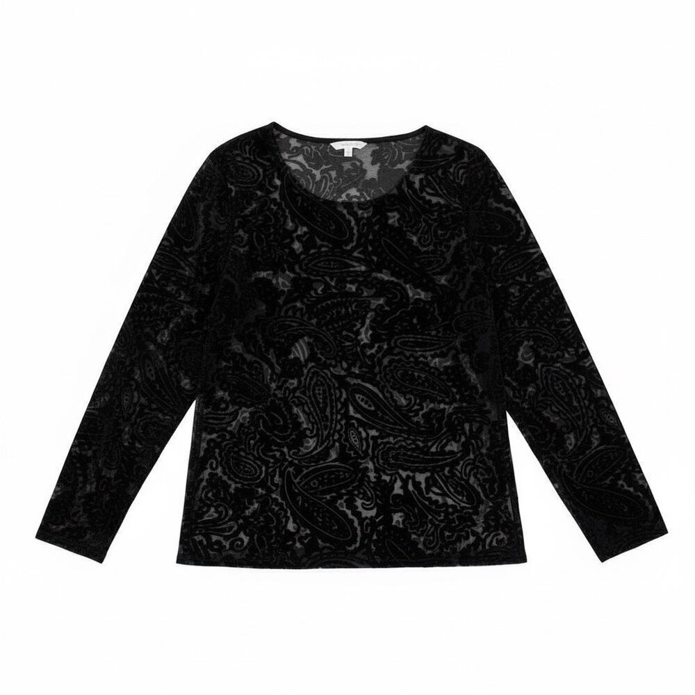 Lazerade Veda Black Velvet Burnout Long Sleeve Top Whimsigoth Fairy Grunge XL